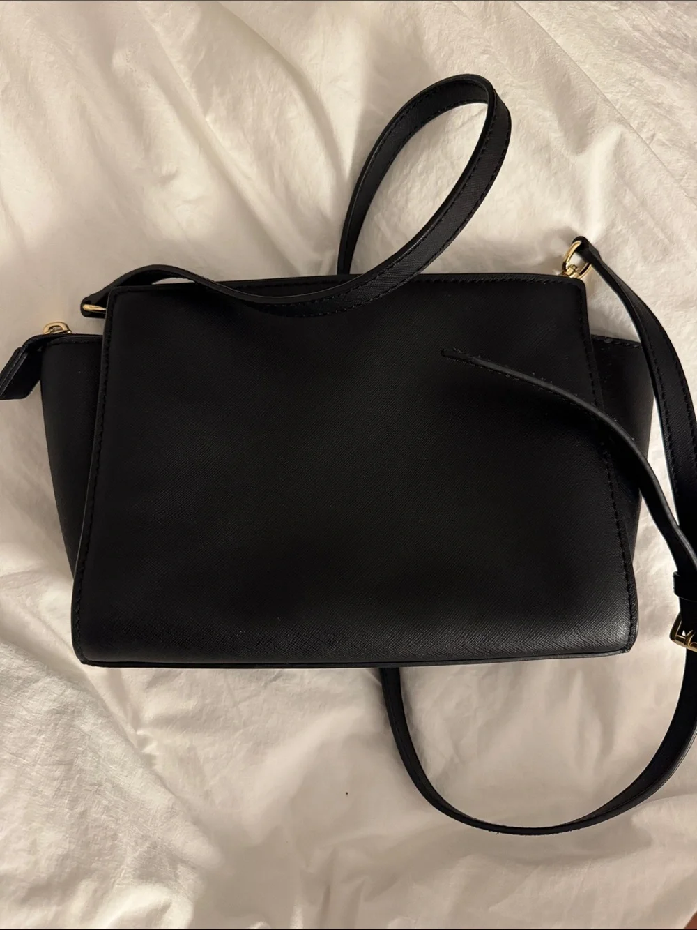 Michael Kors Black Leather Small Crossbody with Gold Hardware